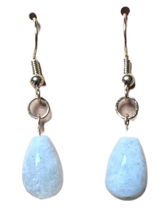 Handmade Jewelry - Rainbow moonstone earrings dangle gold tone color gemstone